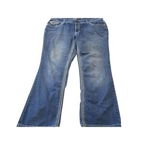 Ariya Jeans Womens 16 Short Blue Medium Wash Bootcut Rhinestone Stretch Denim